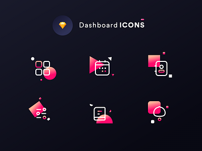 Dashboard icons DARK MODE (Source file Sketch)