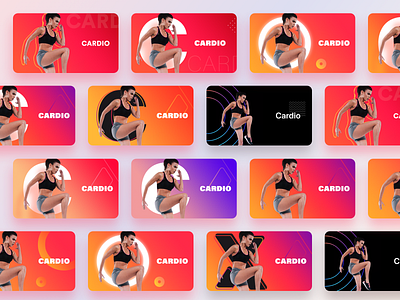 Fitness app Cardio section cards versions