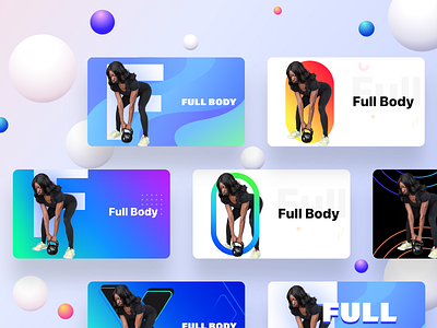 Fitness app Full Body section cards version II app cards color design dumbbell exercise fit gradient icon illustration ios neel prakhar scroll sharma swipe ui web weight weightlifting