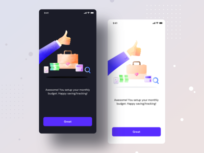 Set your budget setup screen (NIght + Day mode)