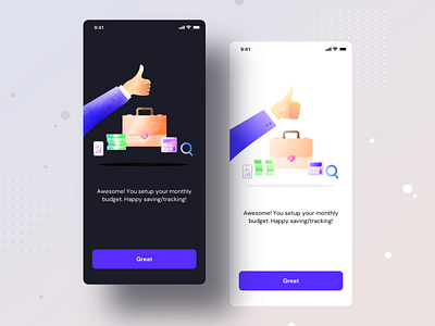Set your budget setup screen (NIght + Day mode) account app budget button currency dark dark mode dollars ios light money neel pounds prakhar savings search sharma ui user web