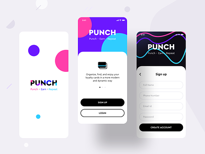 Loyalty cards collection product {Punch app} version 2 android app app design application interface application kit application ux ui cards coupon create account discount gift illustration ios login signup loyalty card neel offers payment prakhar sharma