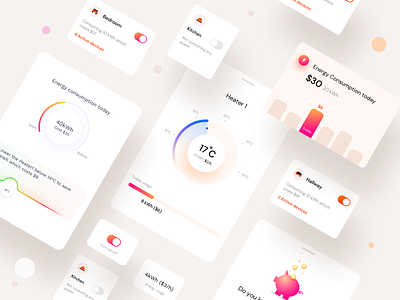Household Energy Monitor components app brand identity branding cards components design system electricity consumption icon illustration ios money neel power prakhar price sharma smart home statistical view stats switch ui