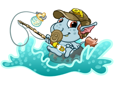 Baby Troll fishing baby cute fishing flash illustrator water
