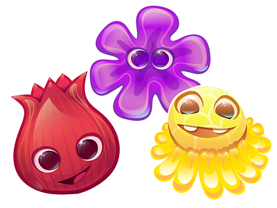 Threeflowers app flower flush flowers hugo illustrator match 3