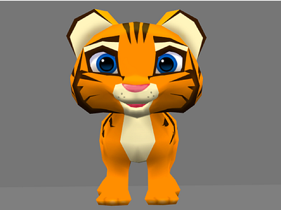 Low poly tiger cub animal character design cute low poly maya tiger
