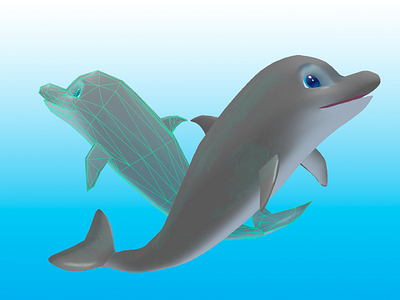 Dolphin 3d casual cute dolphin game character maya