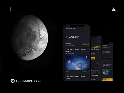 Telescope Live app cosmos design mobile stars ui ux