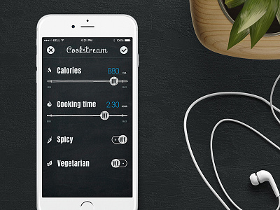 Recipe app - controls app art chalk controls custom desk food radio range recipe ui ux