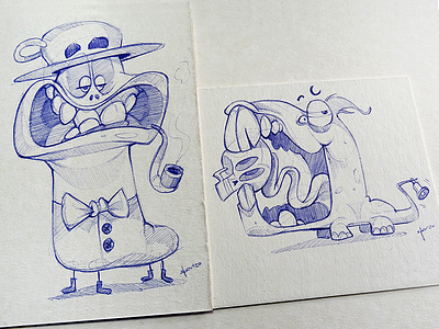 Monsters cartoon character characterdesign drawing fun illustration mad monsters pen process sketch spovv