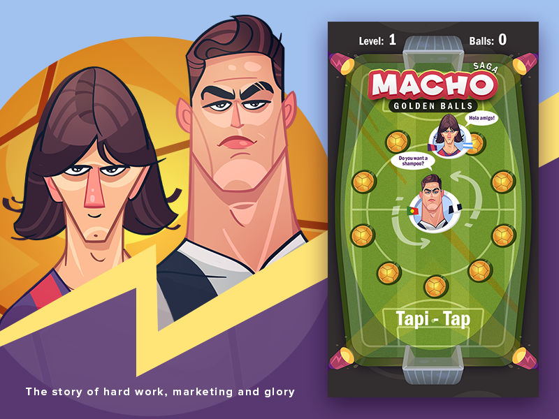Macho & Golden Balls avatar cartoon character football football game fun game messi ronaldo soccer sport spovv