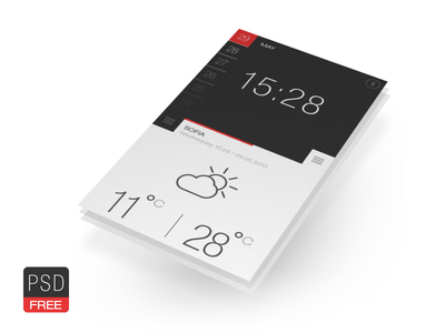 Free PSD file ( Weather And Time ) app free freebies psd time ui weather