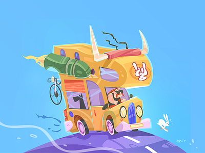 On The Road Again! adventure cartoon character characterdesign drawing drive fun game illustration road spovv