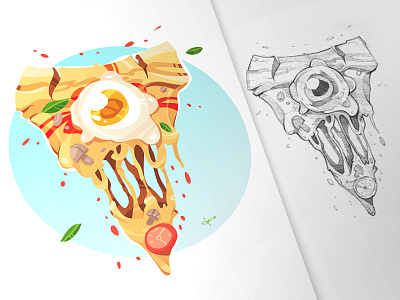 Pizza Zombie cartoon character characterdesign drawing fun illustration pen pizza process sketchbook spovv zombie
