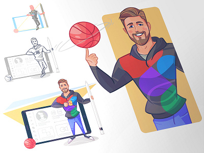Let's Play! cartoon character characterdesign coloring dribbble game illustration player process sketch spovv
