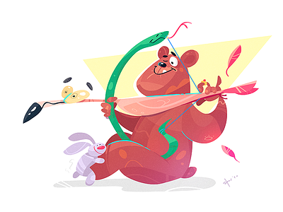Summer Play bear character characterdesign coloring flamingo friends fun illustration play rabbit spovv summer