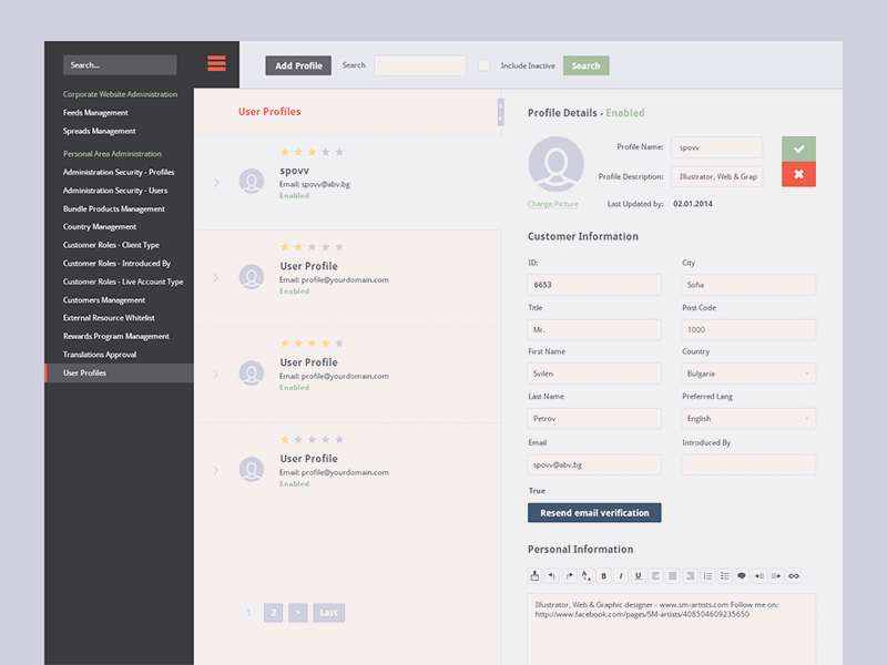 Profile Details [animation] cms customer details interface nav navigation profile ui user