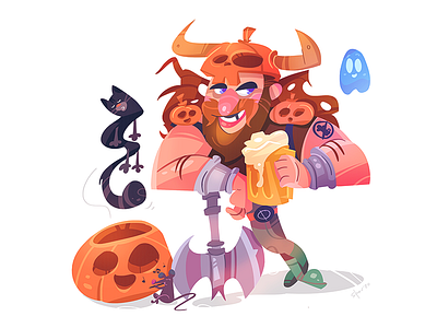 October trends in one! cartoon cat character characterdesign coloring fun halloween illustration inktober oktoberfest process sketch soberoctober soberoctober spovv viking