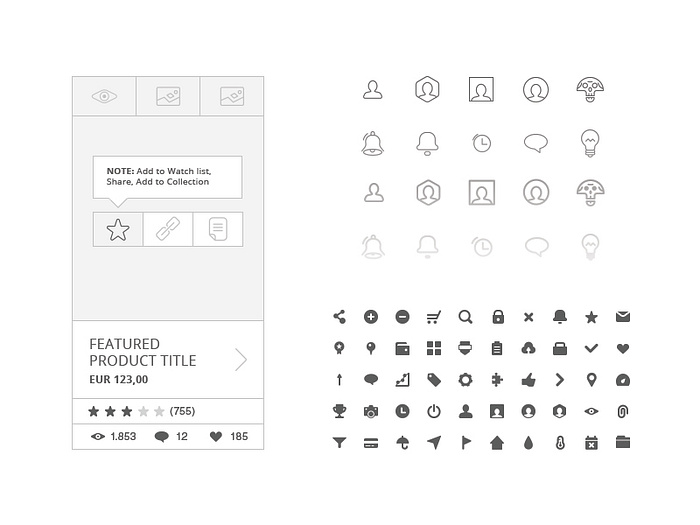 Free 230 Wireframe Icons by spovv on Dribbble