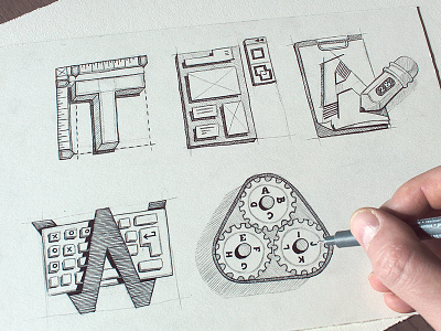 Icon Process drawing fun grid icons idea layout process sketch typography