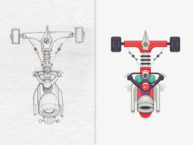 Creative Drive creative drawing drive fun game icon idea illustrations illustrators motorcycle pen typography