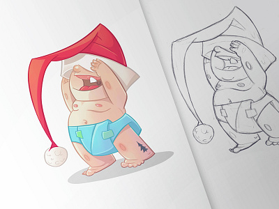 Young Santa character christmas drawing fun kid new year pencil process santa sketch