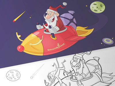 Christmas On The Way cartoon character christmas drawing fun new year santa sketch