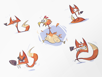 Foxes characters chicken drawing fox fun process sketch victim