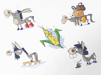 Donkeys characters corn digital donkey drawing fun process sketch