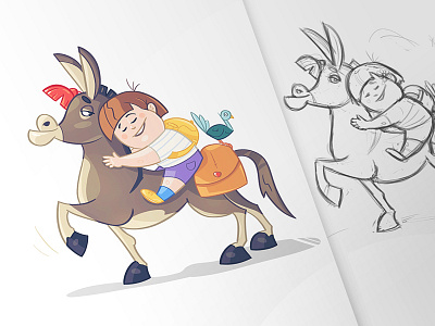 Love Your Inner Self cartoon character cute design donkey drawing friends fun kid ove process