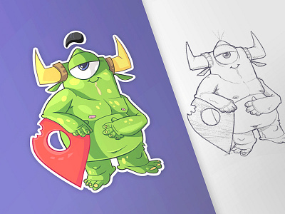 Monsters Pin character cintiq coloring drawing monster photoshop pin process sticker