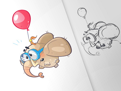 Adrenaline adrenaline aviator balloon character elephant fun illustration process