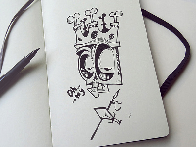 The King bw draw drawing illustration king pen pencil sketch sketchbook skull