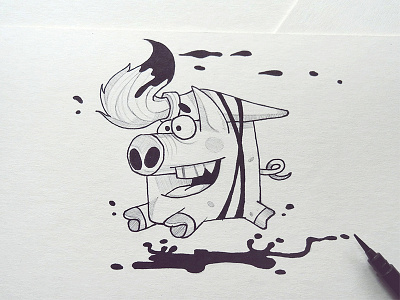 Pigtober brush drawing fun ink inktober papa pig pigtober sketch sketchbook sketching