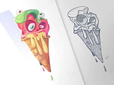 Summer of Monsters cartoon character characterdesign drawing icecream line mad monster summer