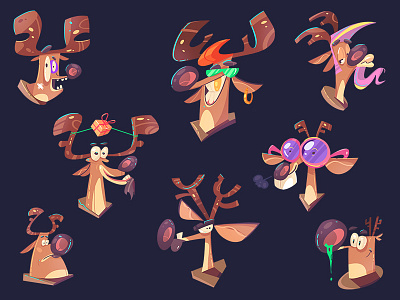 All Santa Reindeer character characterdesign deer digital fun reindeer santa sticker stickerpack