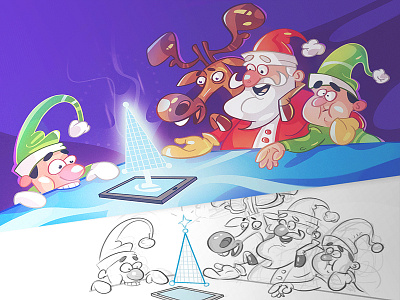 Miracle! cartoon character christmas drawing fun newyear santa sketch