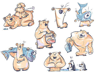 Polar Bears bear bears character characterdesign coloring drawing fun illustration polarbears sketch spovv