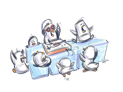 Ice Ice Baby character characterdesign coloring drawing fun illustration penguin penguins sketch spovv