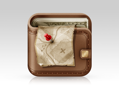 Wallet icon icon illustration map money old skin wallet