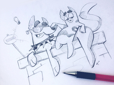 Friends cat character characterdesign dog drawing friends fun ink pencil sketch sketchbook spovv