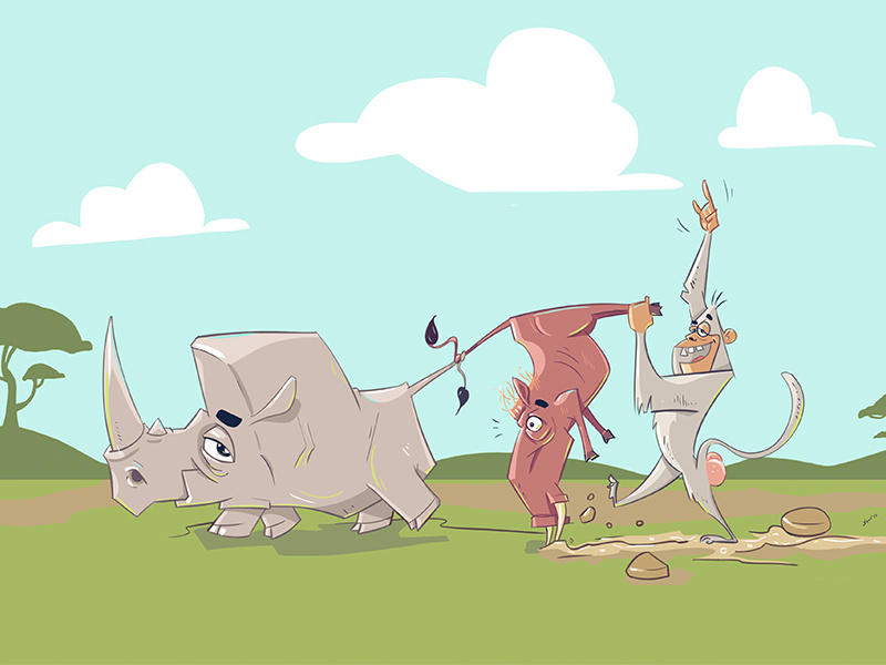 Teamwork animals drawing sketch fun character digital spovv teamwork