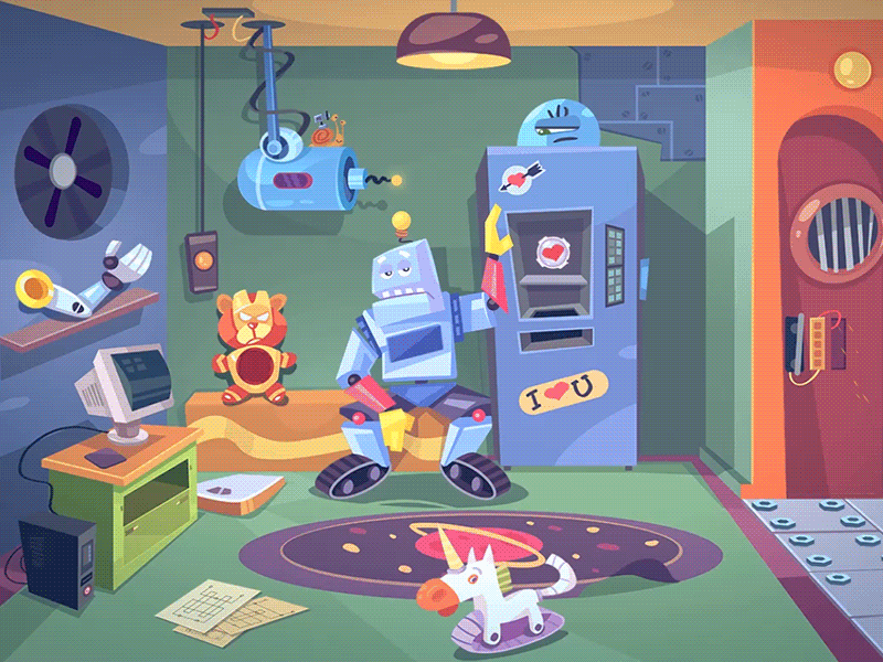 Depressed Robot character characterdesign game illustration