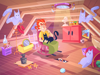 Crazy Cat Lady adventure cartoon character characterdesign game puzzle puzzle game