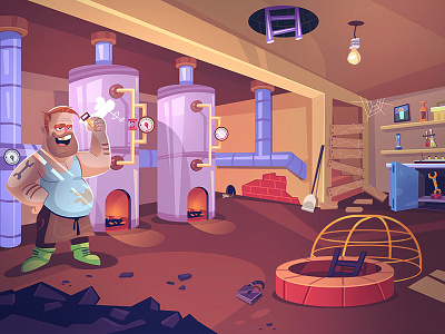 Heating Room adventure adventure game cartoon character characterdesign game game app process spovv