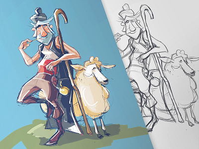 Somewhere in Bulgaria... bulgaria cartoon character characterdesign drawing illustration process sheep shepherd sketch spovv