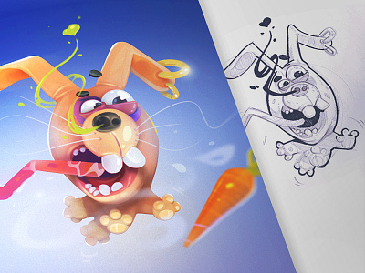 The Hunter 3d 3d art cartoon character characterdesign coloring drawing fun game hunter illustration pencil process rabbit sketch spovv