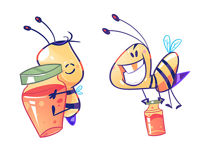 Honey Delivery bee cartoon character characterdesign coloring delivery drawing fun honey illustration process sketch spovv