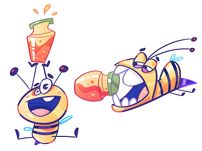 Honey Delivery bee cartoon character characterdesign delivery drawing fun honey illustration process spovv