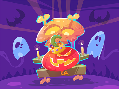 🎃 Night King 🎃 bat cartoon character characterdesign fun ghost halloween illustration king night party process pumpkin skull spovv